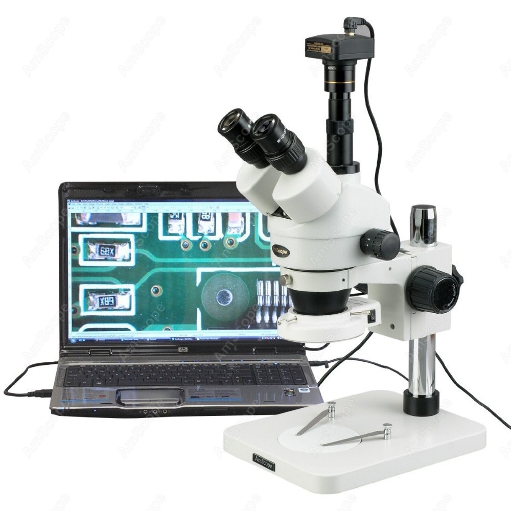 Trinocular Stereo Microscope 7X-45X - AmScope Trinocular Zoom Stereo Microscope 7X-45X
